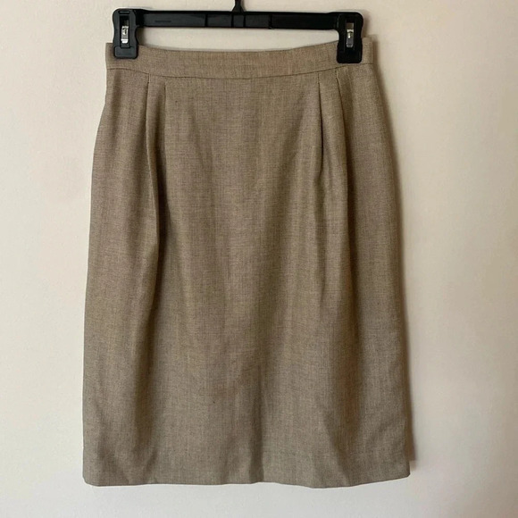 Burberry Vintage Burberry’s Pleated Wool Silk Pencil Skirt Gray Black Size 6P - Picture 5 of 16